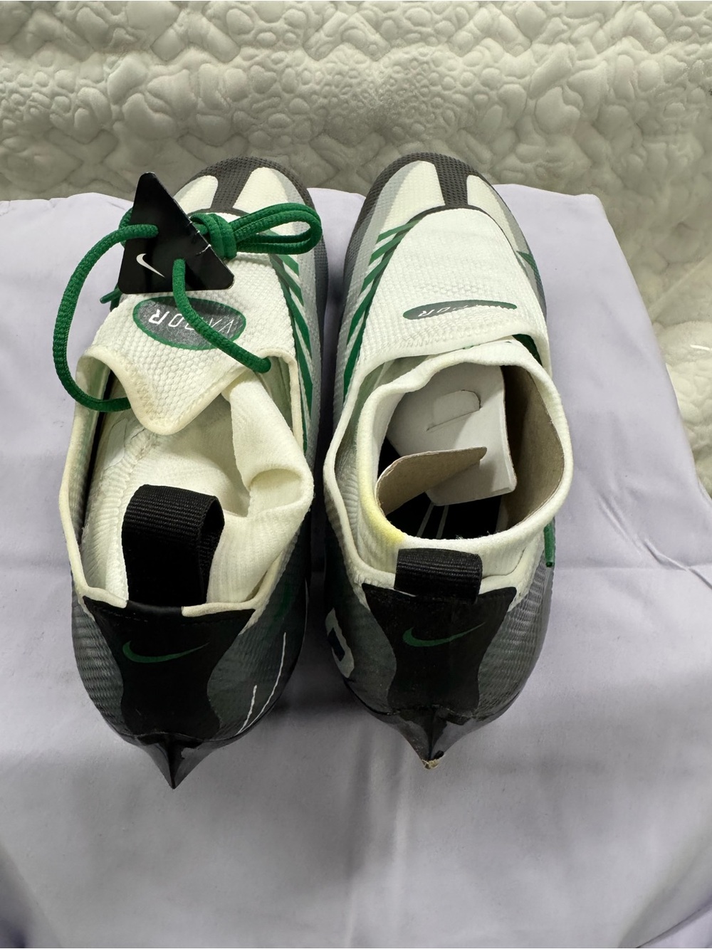 Nike Vapor Men's Laceless Football Cleats in White, Green & Black - Picture 6 of 10